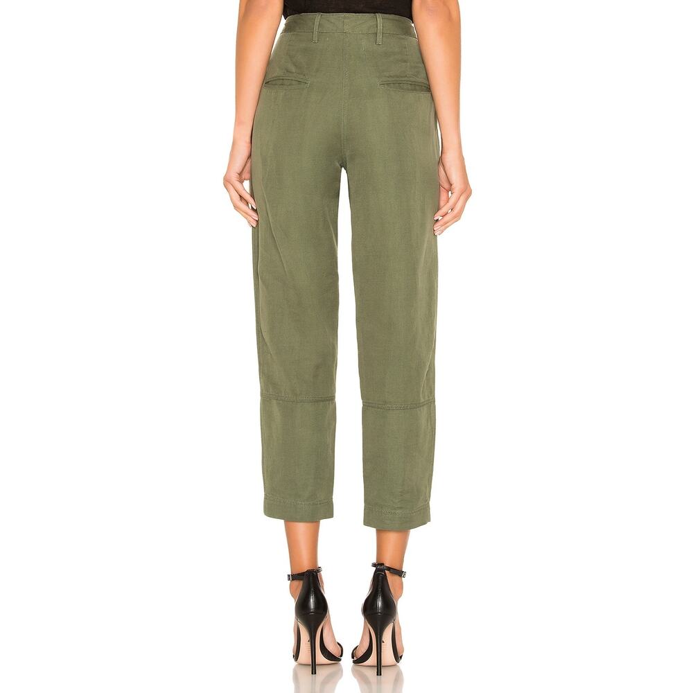 Apiece Apart Palma Chill Pant Bottle Green Linen High Rise‎ Straight Leg Sz 0 - Picture 6 of 15